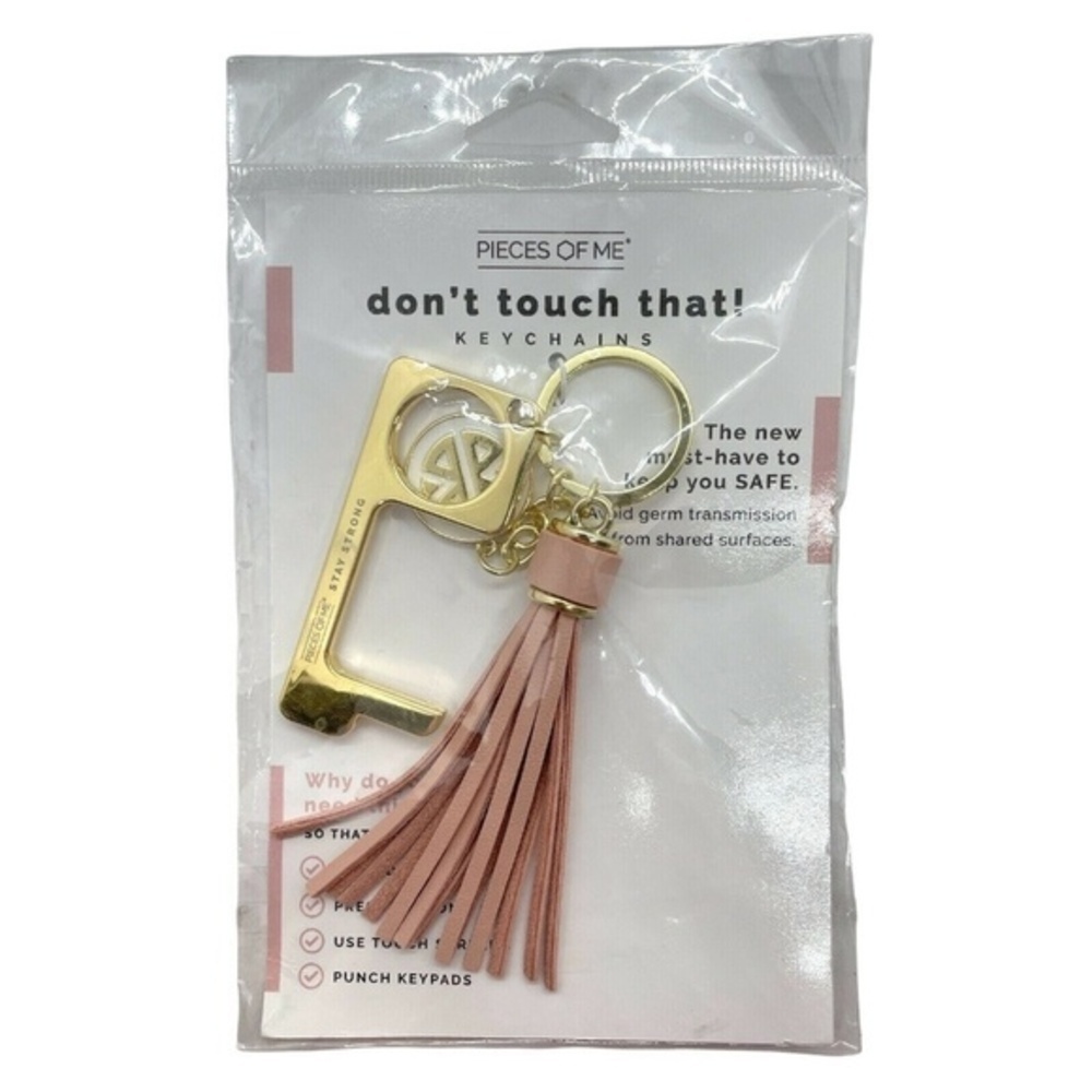 Piece of Me Don’t Touch That Keychain Door Opener Tassel Pink Gold NEW